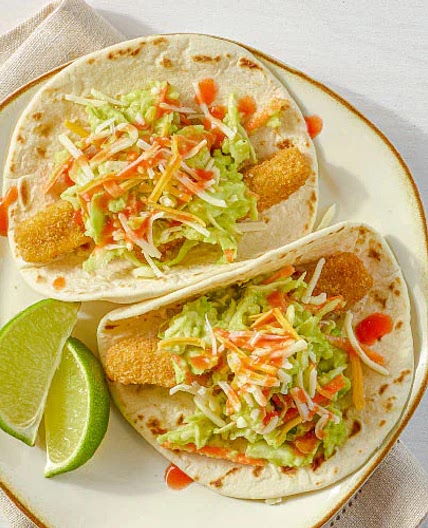 Fish Stick Tacos with Avocado-Lime Slaw Recipe