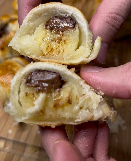 Chocolate and Banana Puff Pastry Rolls