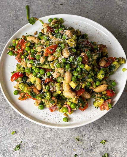 White Bean Herbed Salad with Roasted Garlic Vinaigrette
