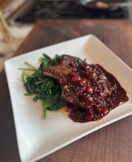 Fennel Crusted Pork Loin Chop with a Cherry Gastrique