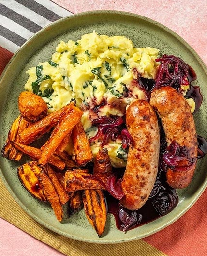 Honey mustard sausage and onion gravy (HelloFresh)
