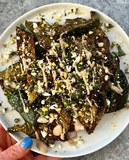 Zucchini with Feta-Basil-Pistachio Crumble