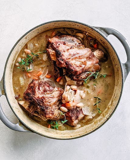 Braised pork shanks with white beans