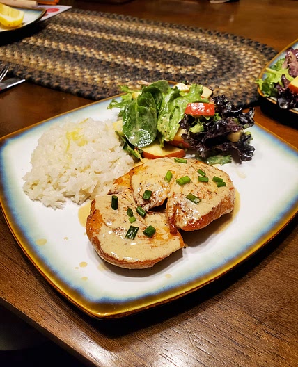 Creamy Chive Chicken with Lemon Rice & Dijon Apple Salad
