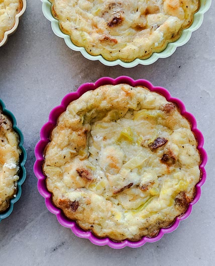 Easy crustless quiche with bacon and leeks