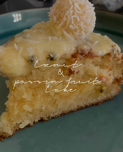 Coconut and passion fruit cake