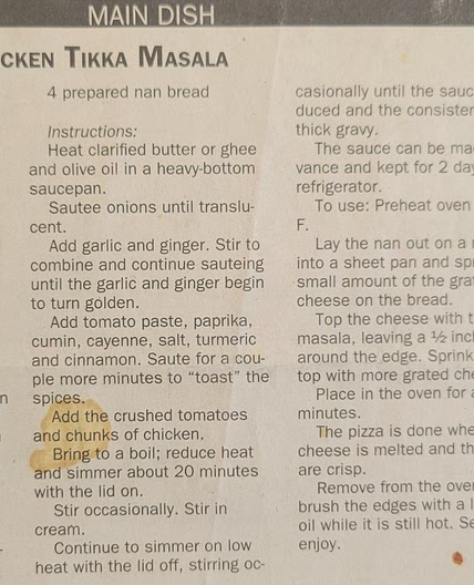 Naan Pizza with Tikka Masala
