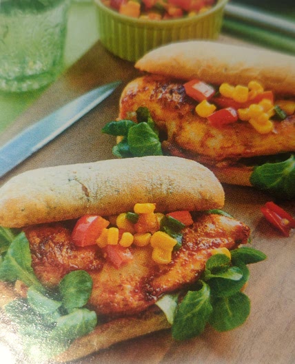 Paprika Chicken Burgers with sweetcorn relish
