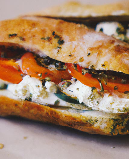 Ciabatta with Cream Cheese and Mixed Vegetables