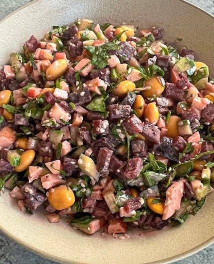 ABC Salad with Honey Za’atar Tahini Dressing