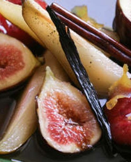 Poached autumn fruit compote
