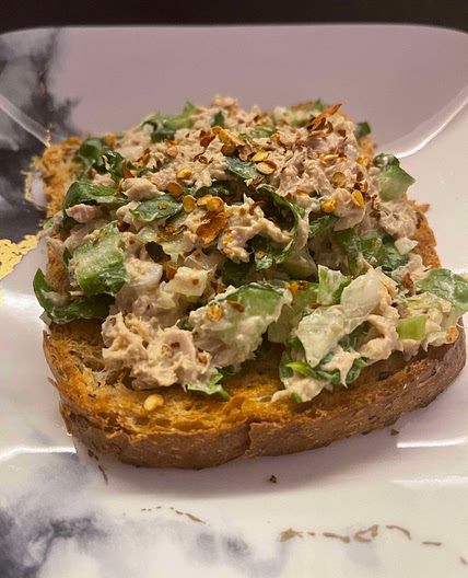 Tuna Sandwich with Onions and Cucumbers