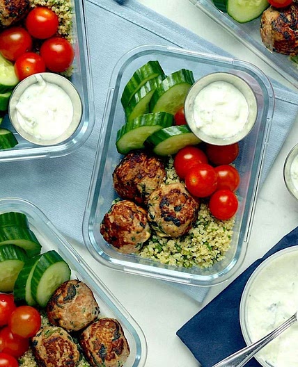 Spinach & Feta Turkey Meatballs with Herbed Quinoa