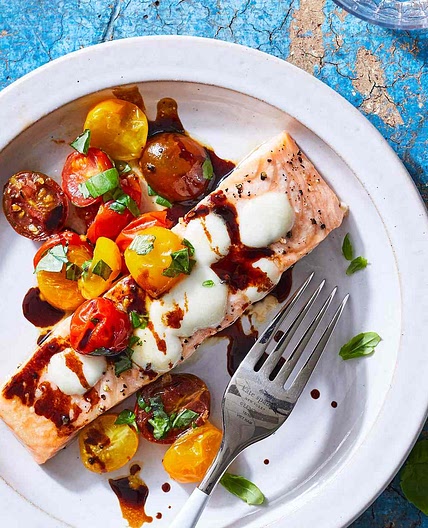 Roasted Salmon Caprese