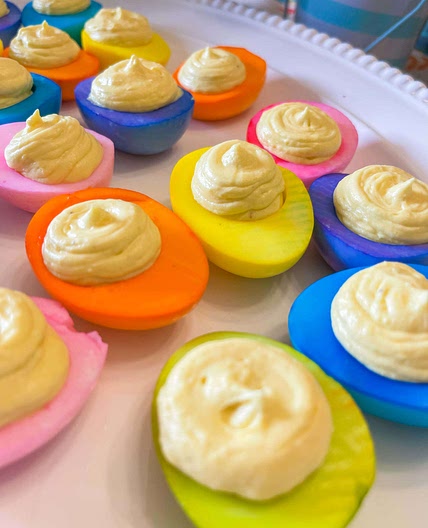Colorful deviled eggs 