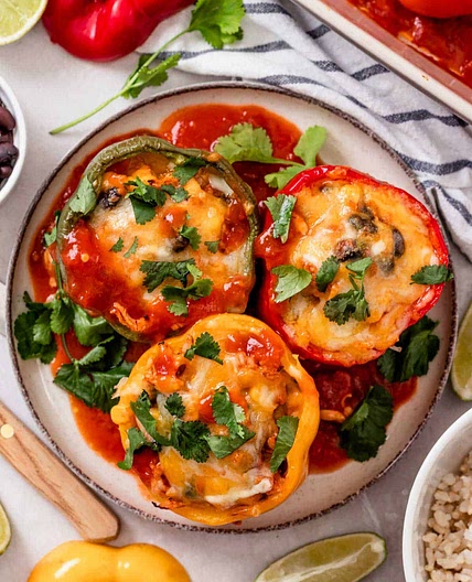 Cheesy Chicken Enchilada Stuffed Peppers