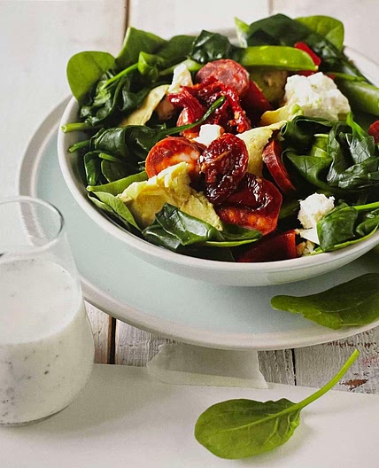 Warm spinach salad