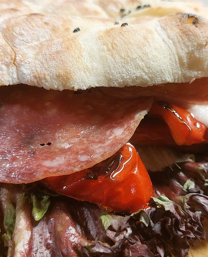 Panini - Salame, grilled pepper and pecorino cream