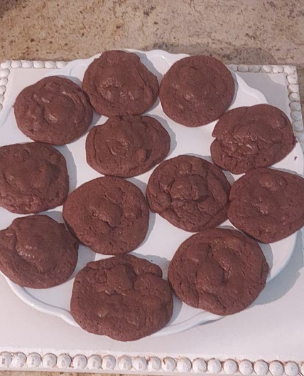 Double chocolate cookies with peanut butter cup center