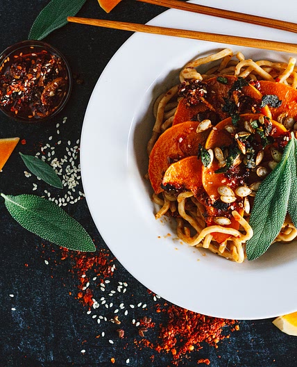 Crispy Chili Noodles with Roasted Butternut and Sage