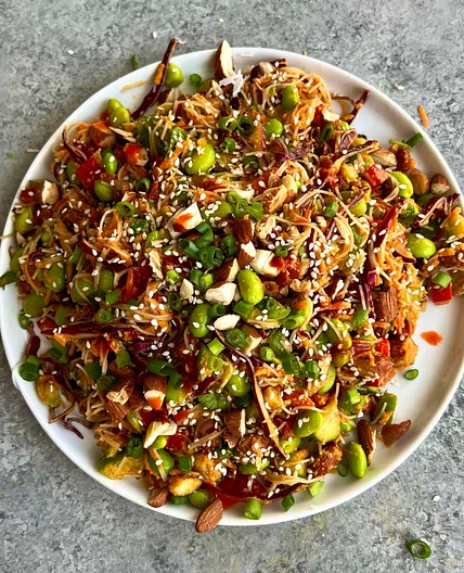 Spring Roll Inspired Salad w/ Carrot-Ginger-Peanut Dressing