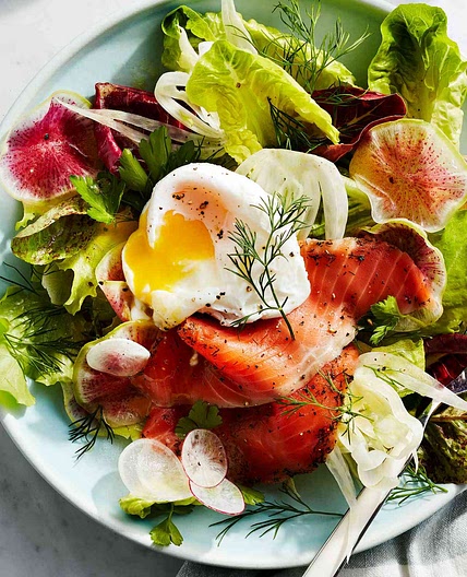 Breakfast Salad with Smoked Salmon & Poached Eggs