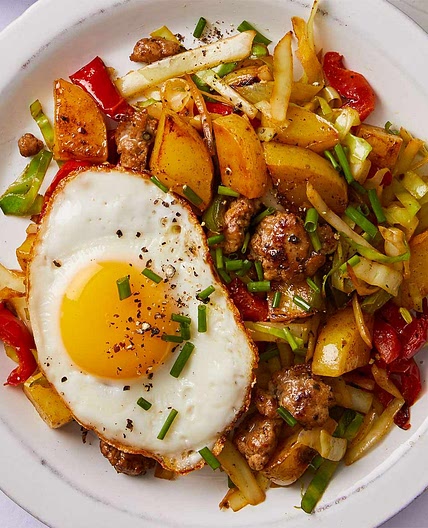 Potato Hash with Sausage & Fried Egg