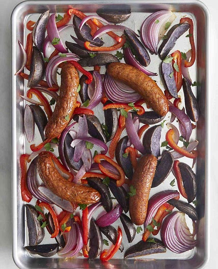 Sheet-Pan Chicken Sausage with Potatoes & Bell Peppers