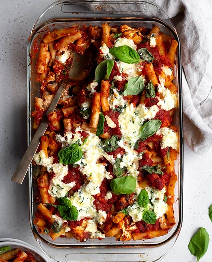 Vegetarian Baked Ziti with Roasted Cauliflower
