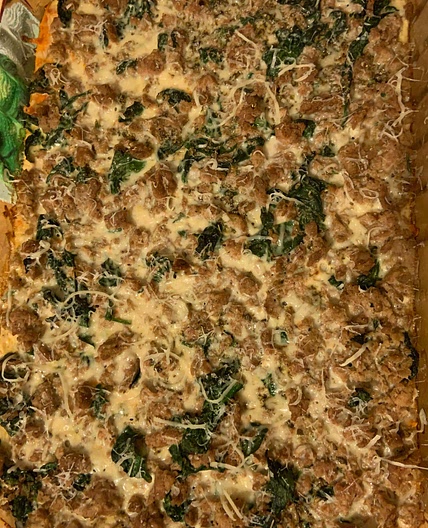 Turkey Spinach Sweet Potato Breakfast Casserole