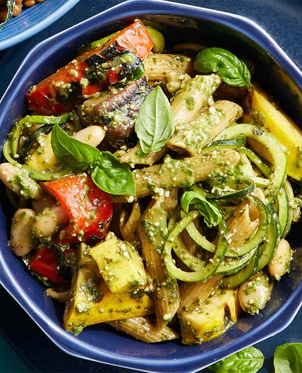 Basil Pesto Pasta with Grilled Vegetables