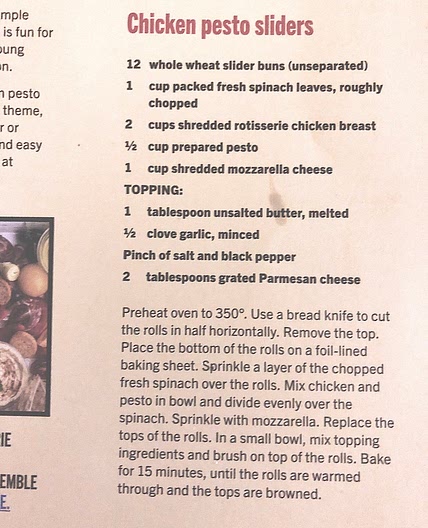 Chicken pesto sliders