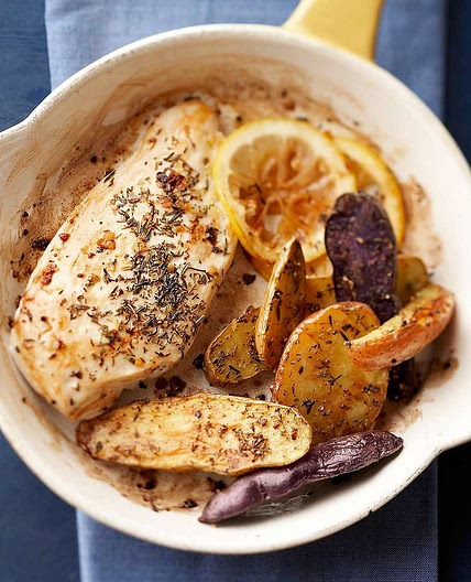 Lemon-Thyme Roasted Chicken with Fingerlings
