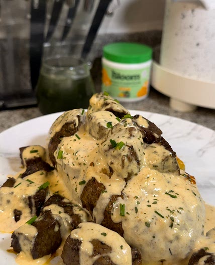 Steak loaded baked potato