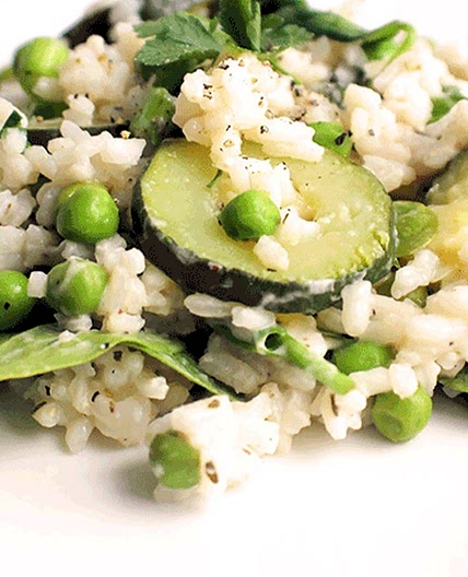 Spring Onion Pea Courgette Risotto