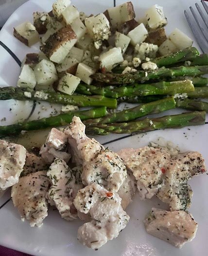 Garlic Butter Chicken Bites with Lemon Asparagus