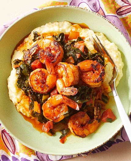 Smoky Collards & Shrimp with Cheesy Grits