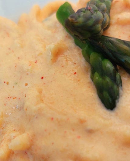 Spätzle - Shrimp cream, asparagus and saffron