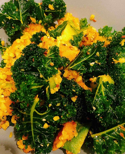 Kale & baked squash salad