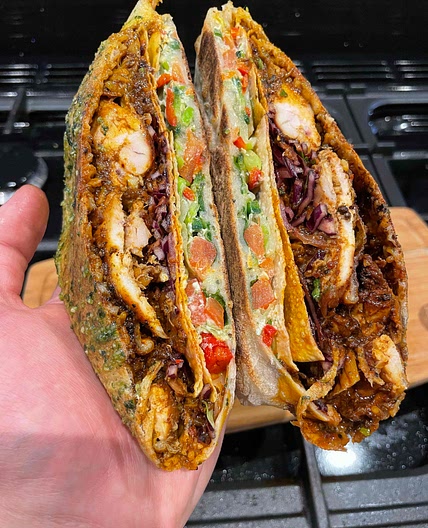Slow Cooker Chicken Curry Garlic Naan Crunchwrap