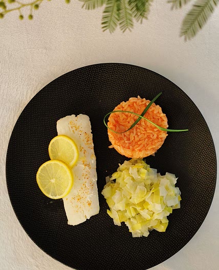 Dos de cabillaud à la fondue de poireaux 