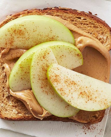 Peanut Butter and Apple-Cinnamon Topped Toast