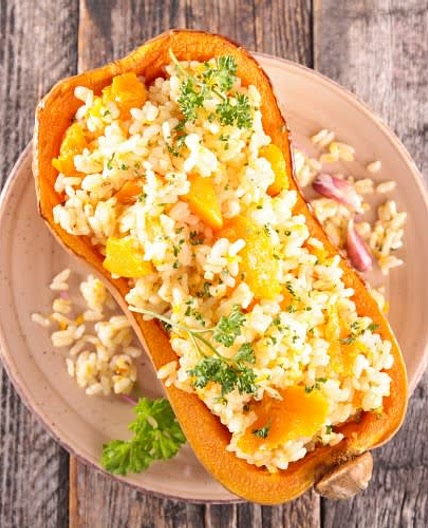 Butternut farcie au riz