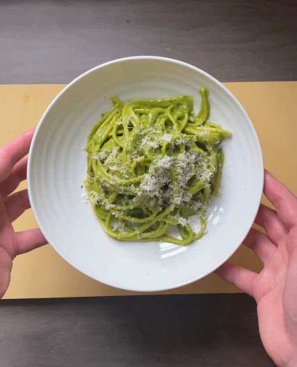 Homemade Basil Pesto with Linguine