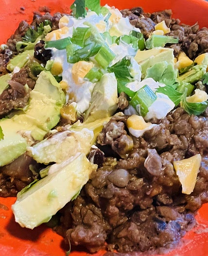 Vegan Lentil Sweet Potato Chili Bowl