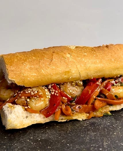 Prawn teriyaki sandwich