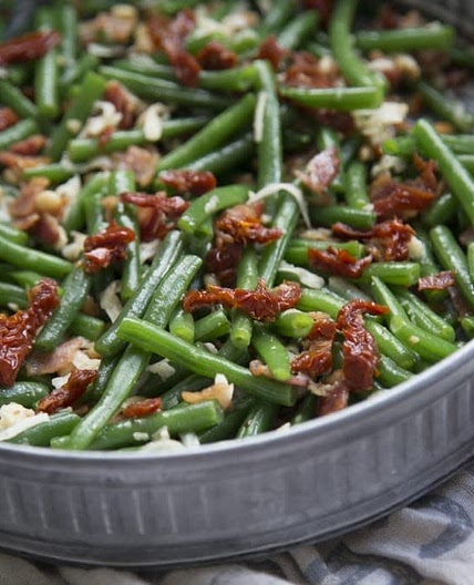 Salade de haricots verts au bacon et échalote