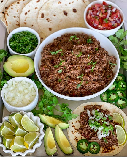 Shredded beef tacos 