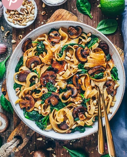Mushroom pasta with Spinach