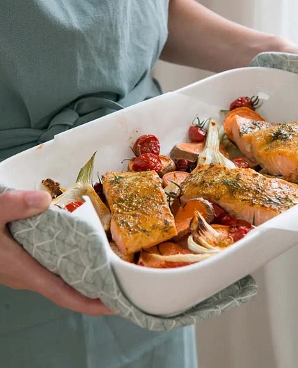Saumon et patates douces au four
